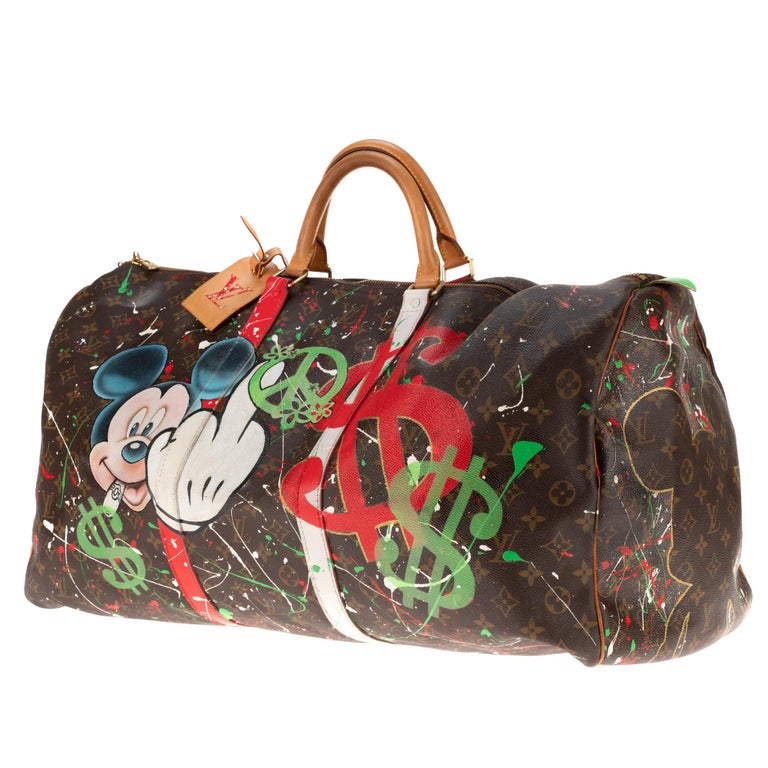 LV Keepall 60 Travel bag in monogram canvas customized by PatBo ! For Sale at 1stdibs