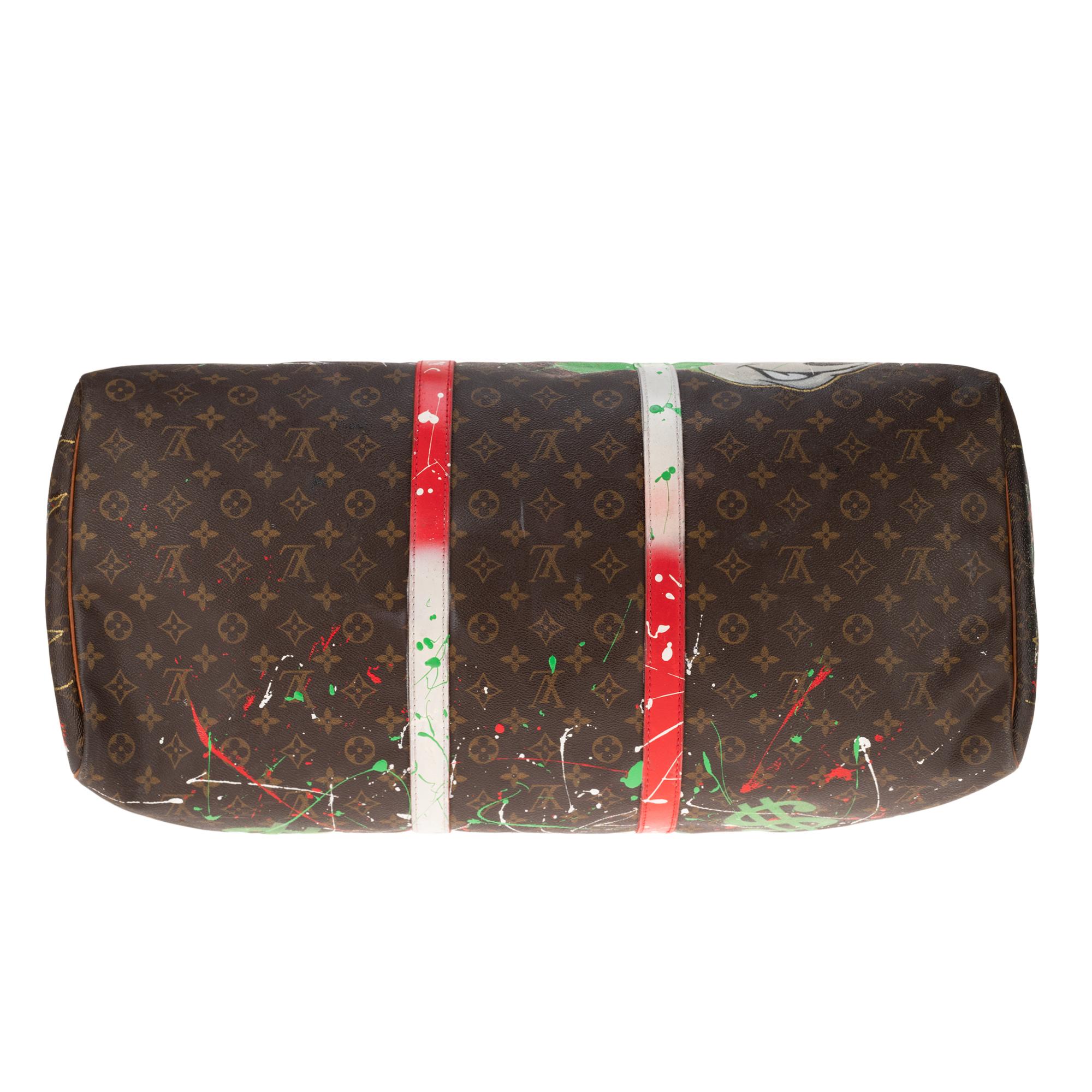 LV Keepall 60 Travel bag in monogram canvas customized by PatBo ! 1