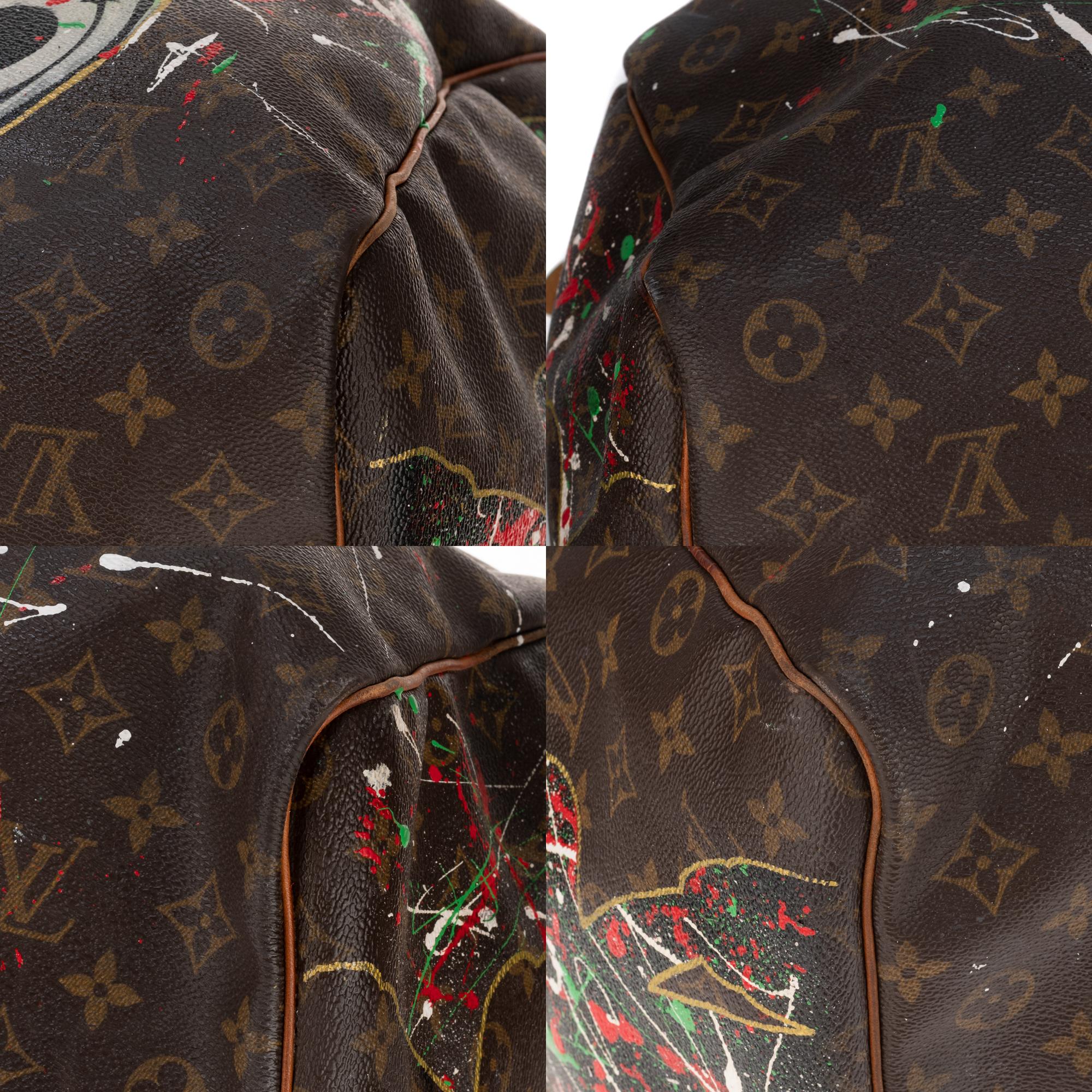 LV Keepall 60 Travel bag in monogram canvas customized by PatBo ! 2