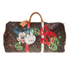 Used LV Keepall 60 Travel bag in monogram canvas customized by PatBo !