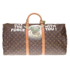 LV Keepall 60 Travel bag in monogram canvas customized "Hulk" #75 by PatBo !