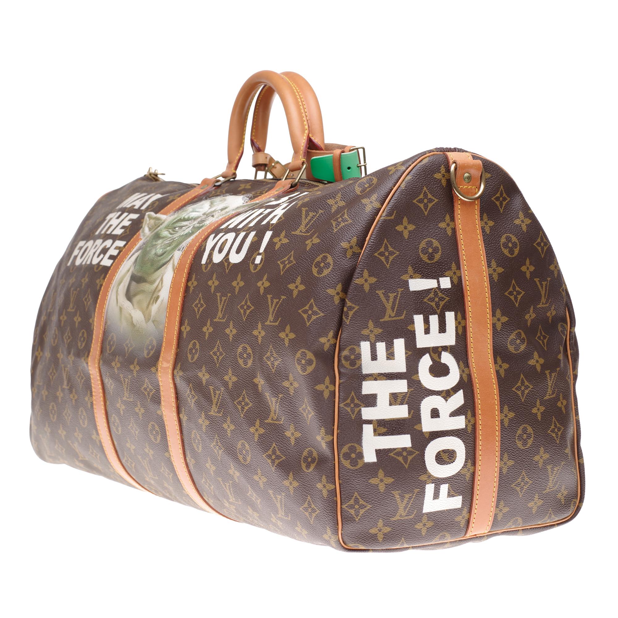 LV Keepall 60 Travel bag in monogram canvas customized 