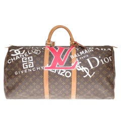 LV Keepall 60 Travel bag in monogram canvas customized "Luxury for ever" #65 !