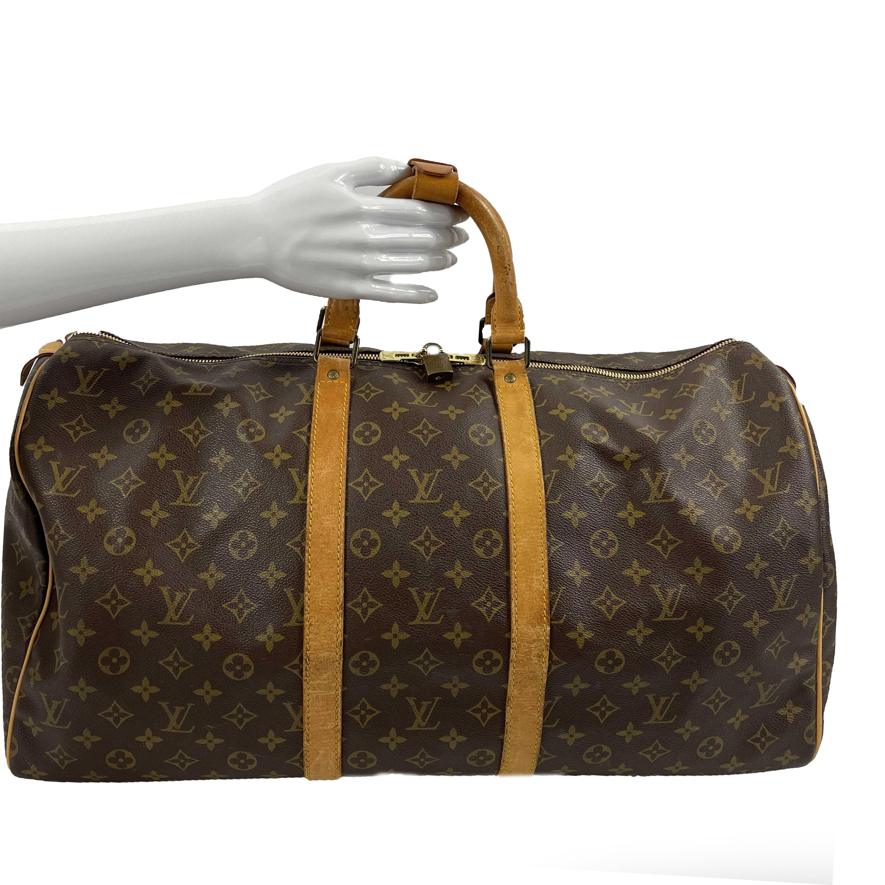 LV Louis Vuitton Keepall 50 Large Duffle Bag Brown Monogram Travel 5