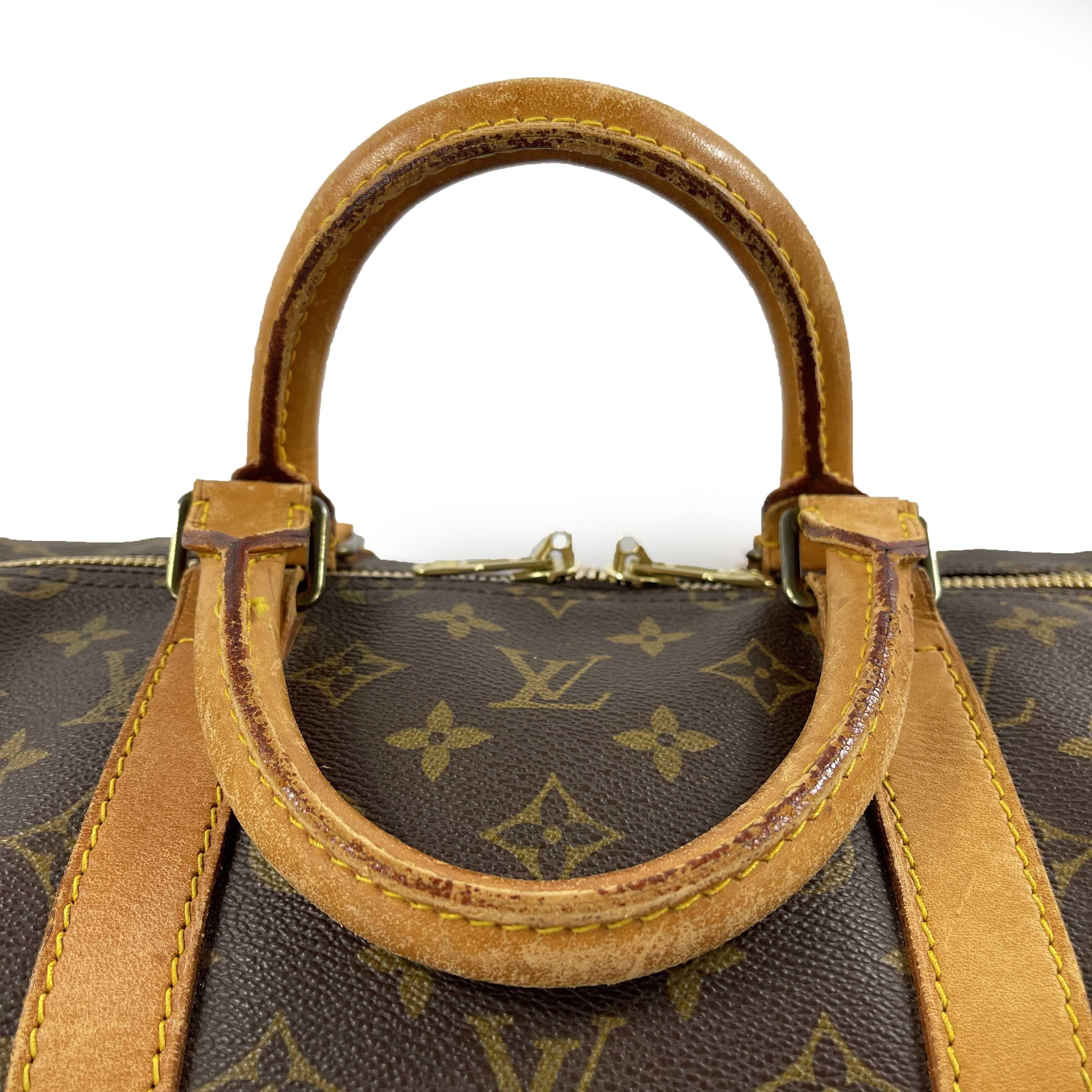 LV Louis Vuitton Keepall 50 Large Duffle Bag Brown Monogram Travel 7
