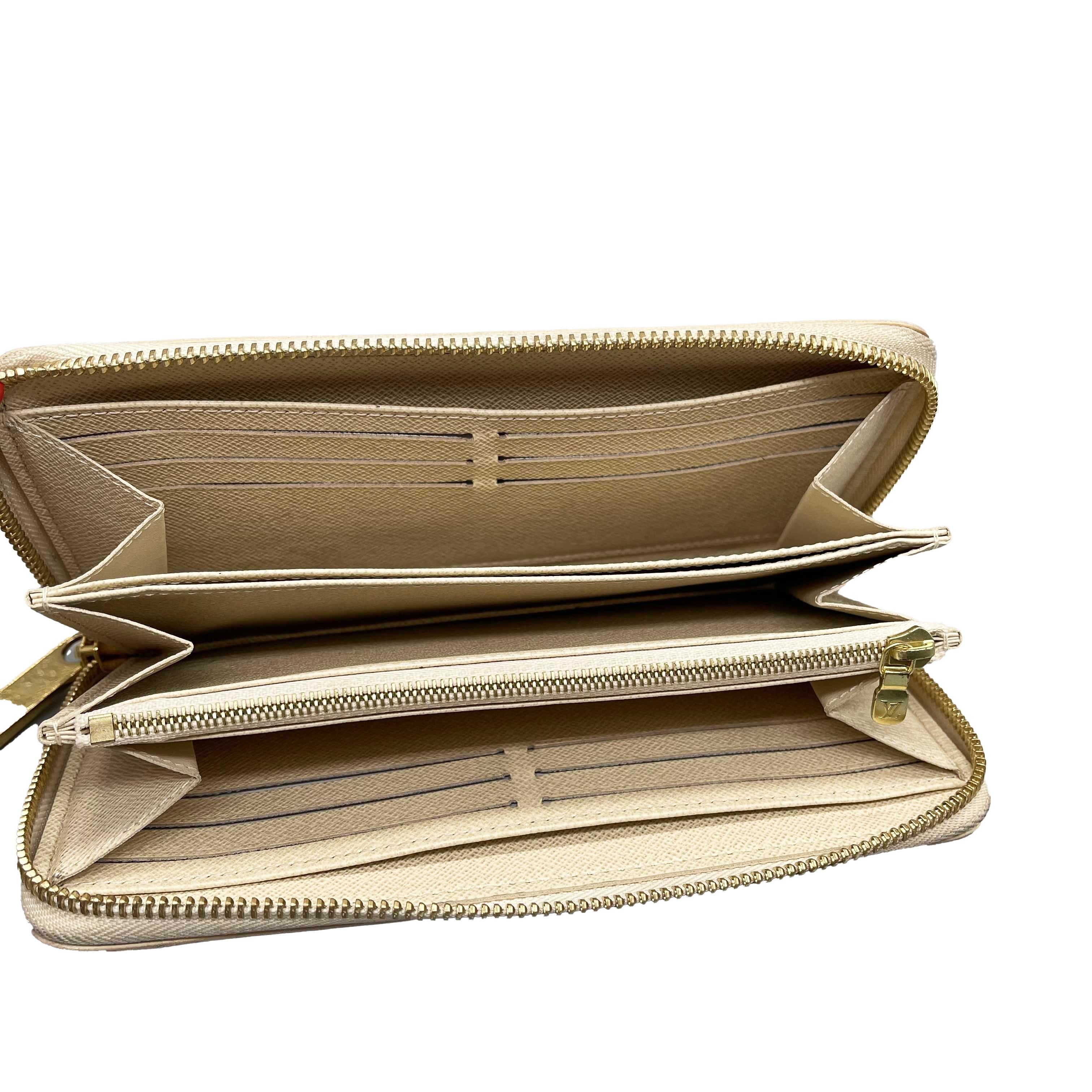 LV Louis Vuitton Zippy Wallet Canvas / Leather Damier Azur / Gold 6