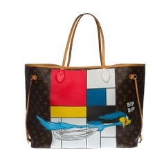 LV Neverfull GM Tragetasche in Monogramm aus Segeltuch, maßgeschneidert „Road Runner“