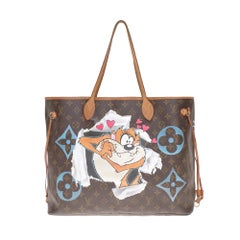 LV Neverfull GM Tote bag in monogram canvas customized "TAZ" #72 by PatBo !