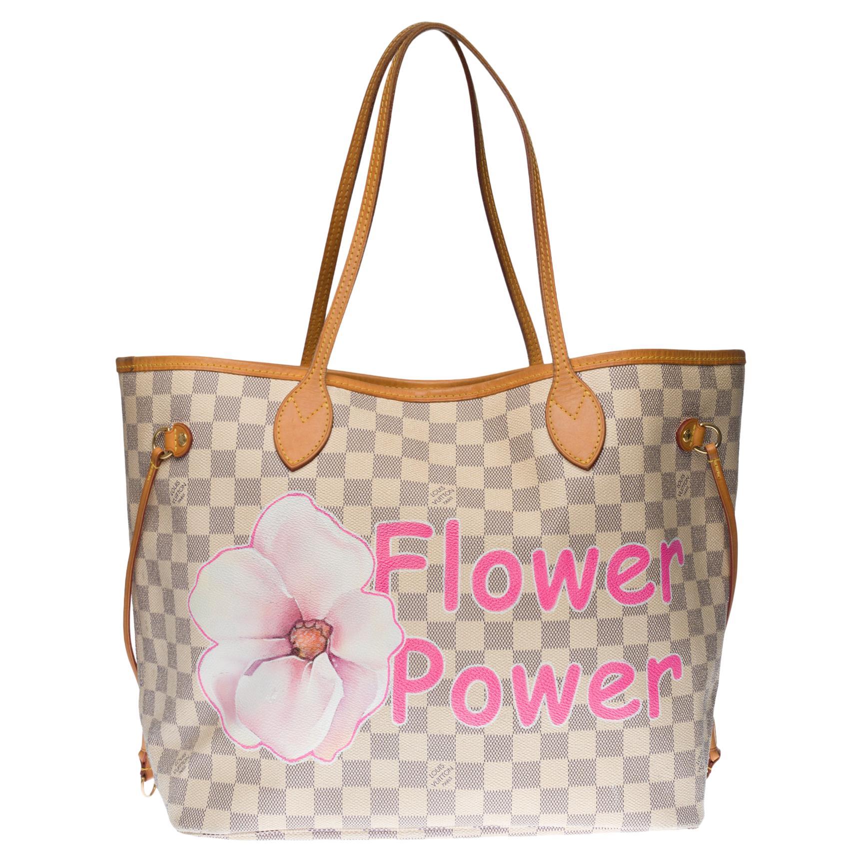 Louis Vuitton Neverfull MM Peony Monogram Leather Canvas Tote Handbag at  1stDibs