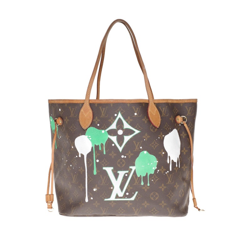 LV Neverfull Tote bag in monogram canvas customized "Luxury Universe