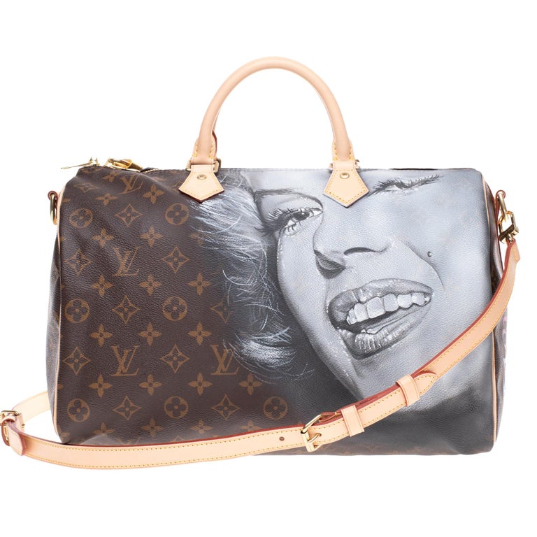 LV Speedy 35 shouderbag in Monogram canvas customized &quot;Marilyn Monroe&quot;#59 For Sale at 1stdibs