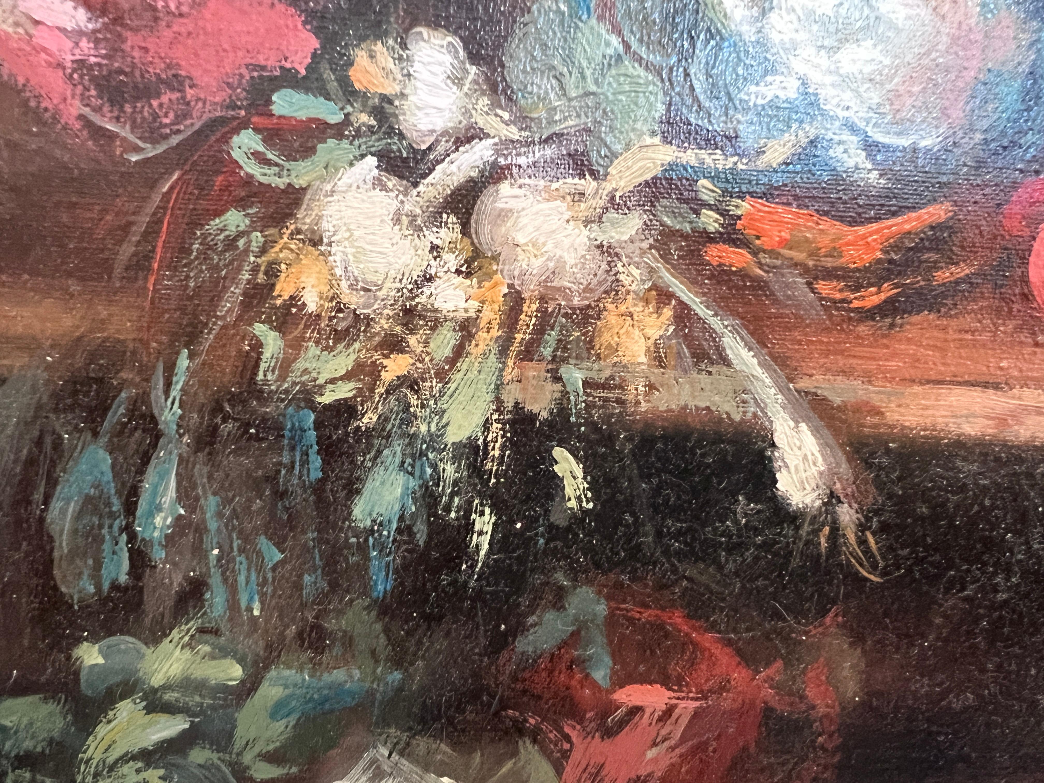 German artist L.V. Strauss Óleo sobre lienzo, Escena de género, Enmarcado en venta 9