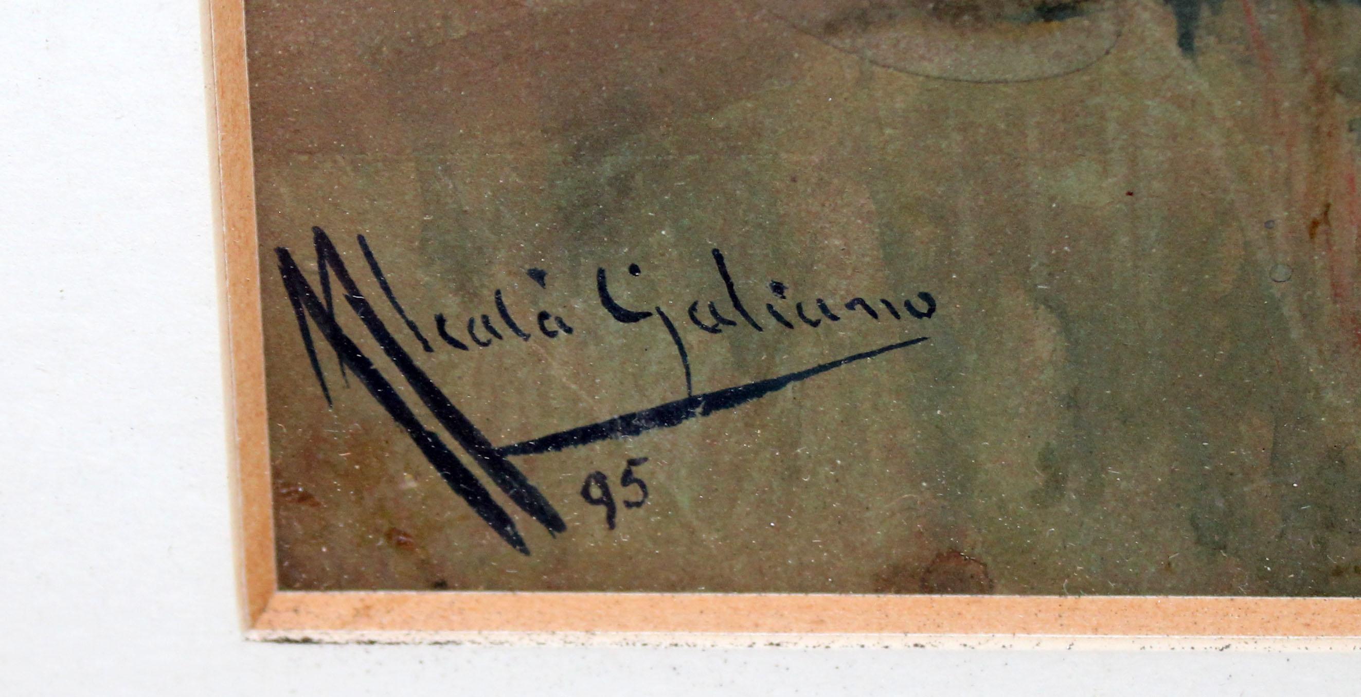Jugendlicher mit Pamela - Jahr 1895 - Mischtechnik und Gouache im Angebot 4