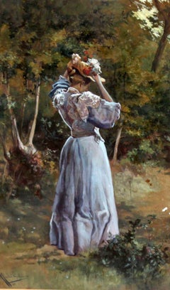 Joven con pamela - Año 1895 - Técnica mixta y gouache