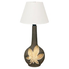 Løvemose Keramik, Braunes Steingut, Tischlampe, Dänemark, 1960er Jahre