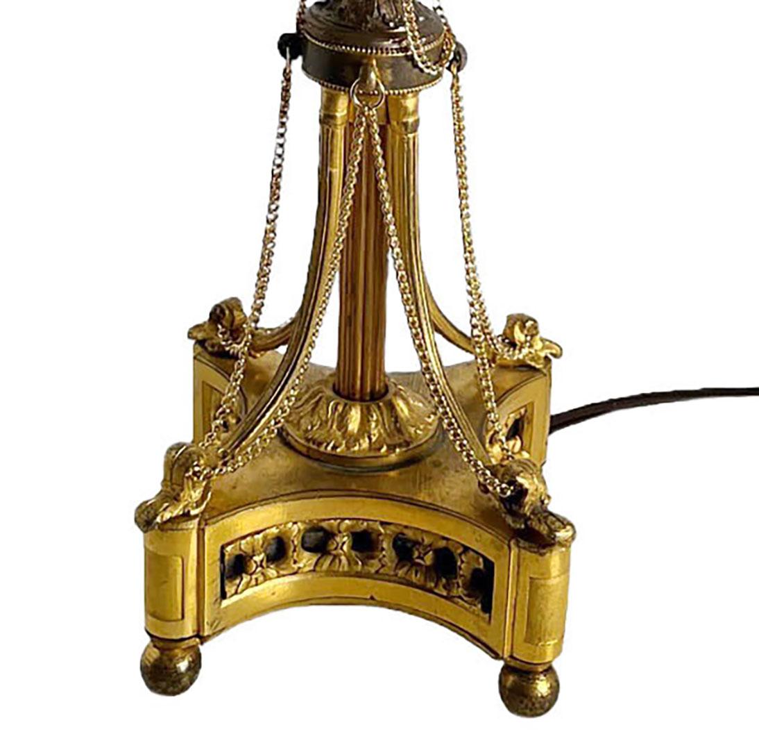 LVI Style Bronze Dore Candelabra As A Lamp With Chains For Sale 4