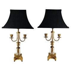 LVI Style Bronze Dore Candelabra As A Lamp With Chains