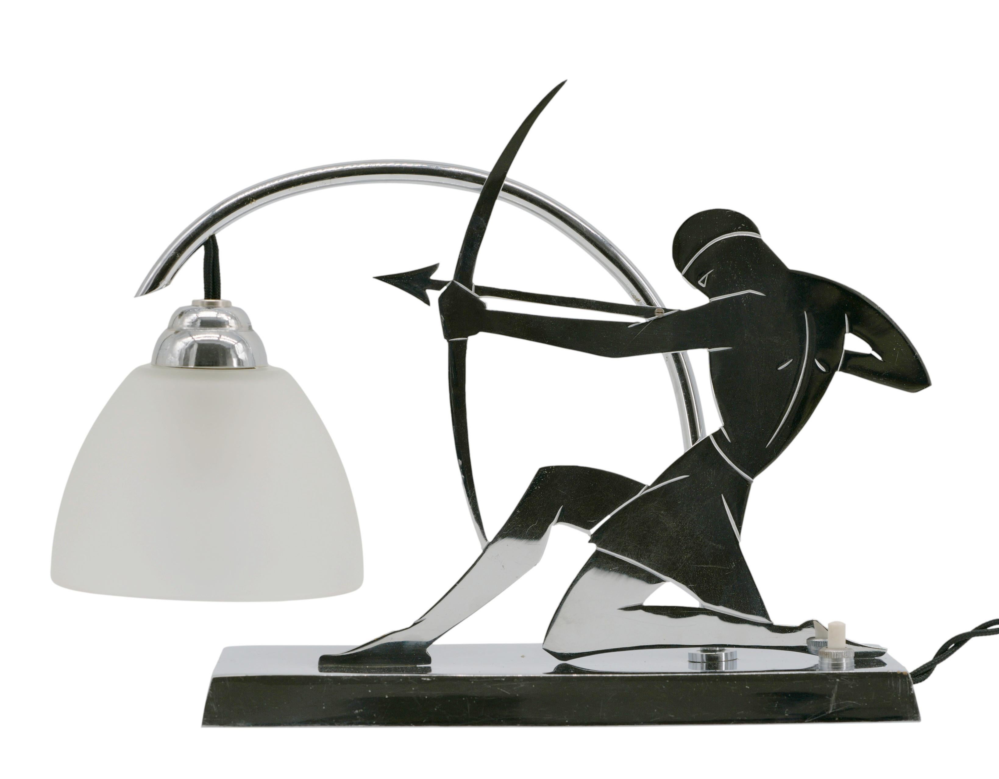 Mid-20th Century LW Paris, French Art Deco Bowman Lamp, ca.1930 For Sale