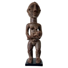 Lwalwa Mother Figure Holding Baby DR Congo Africa with Provenance