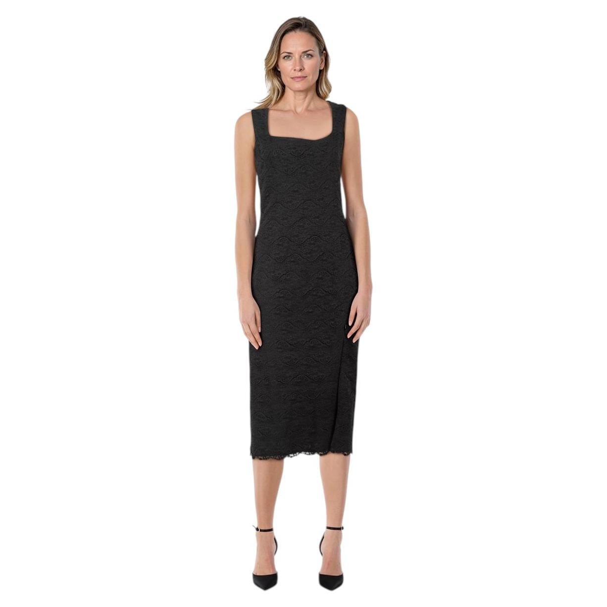 L'Wren Scott Black Lace Leg Slit Midi Dress Size XL