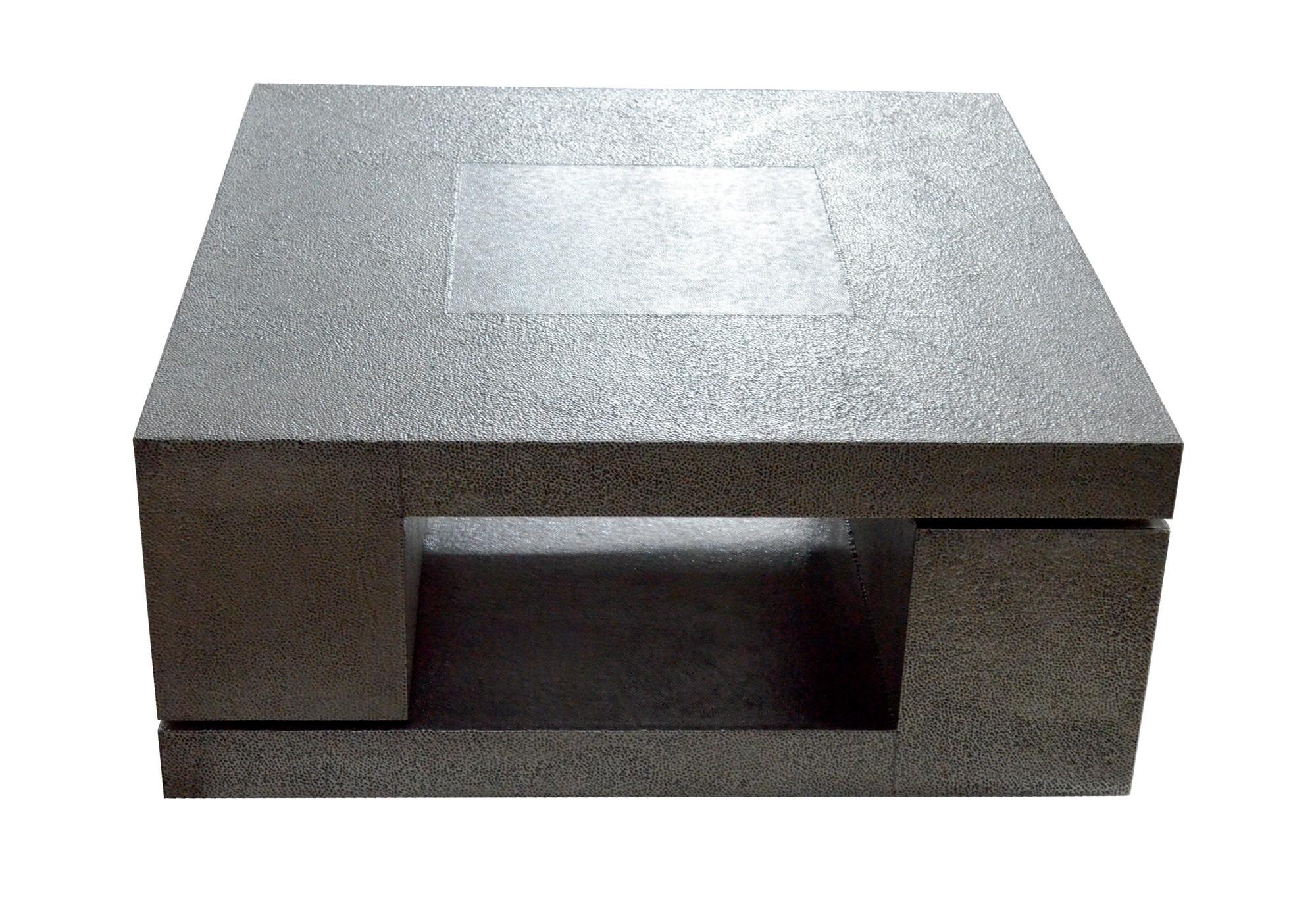 Hammered LX2 Table in Antiqued White Bronze Clad Over MDF by Stephanie Odegard For Sale