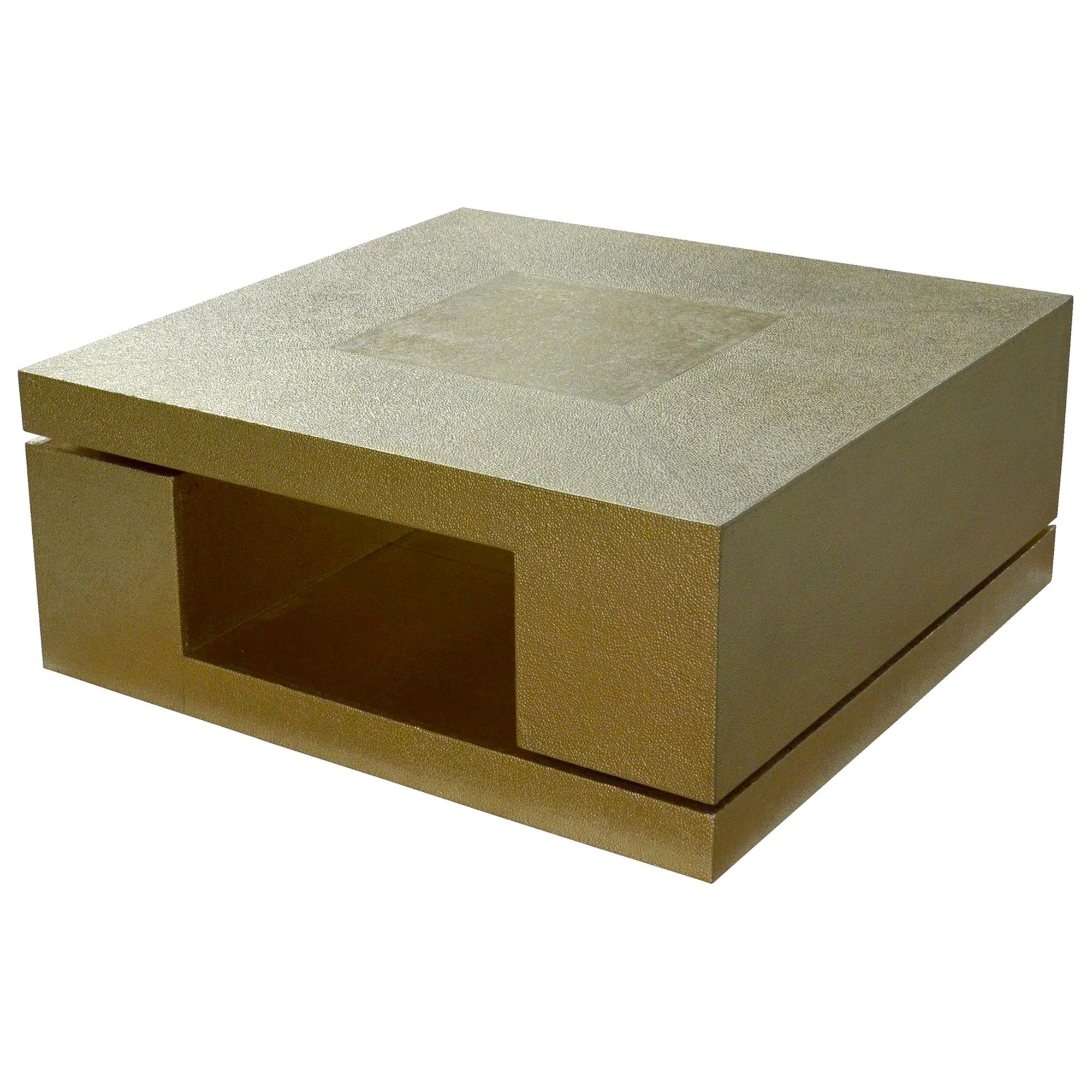 LX2 Table in Brass Clad Over MDF Handcrafted in India by Stephanie Odegard For Sale