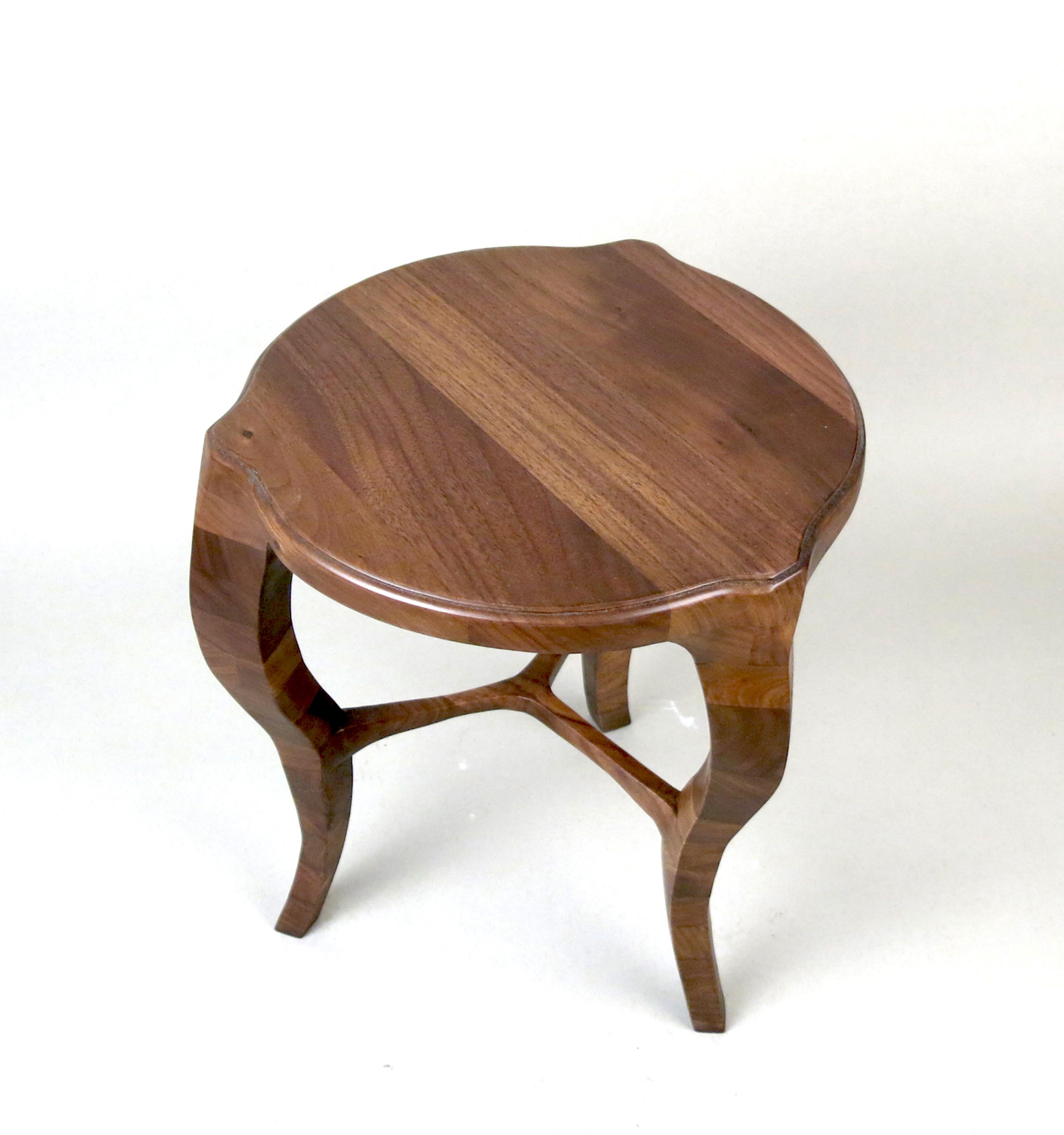 American Lxv Occasional Table, Handcrafted in Walnut with S-Curve Legs, in Stock