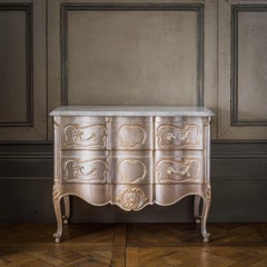 LXV Style Chest of Drawers in Hand Gilded Silver Finish