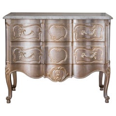 LXV Style Chest of Drawers in Hand Gilded Silver Finish
