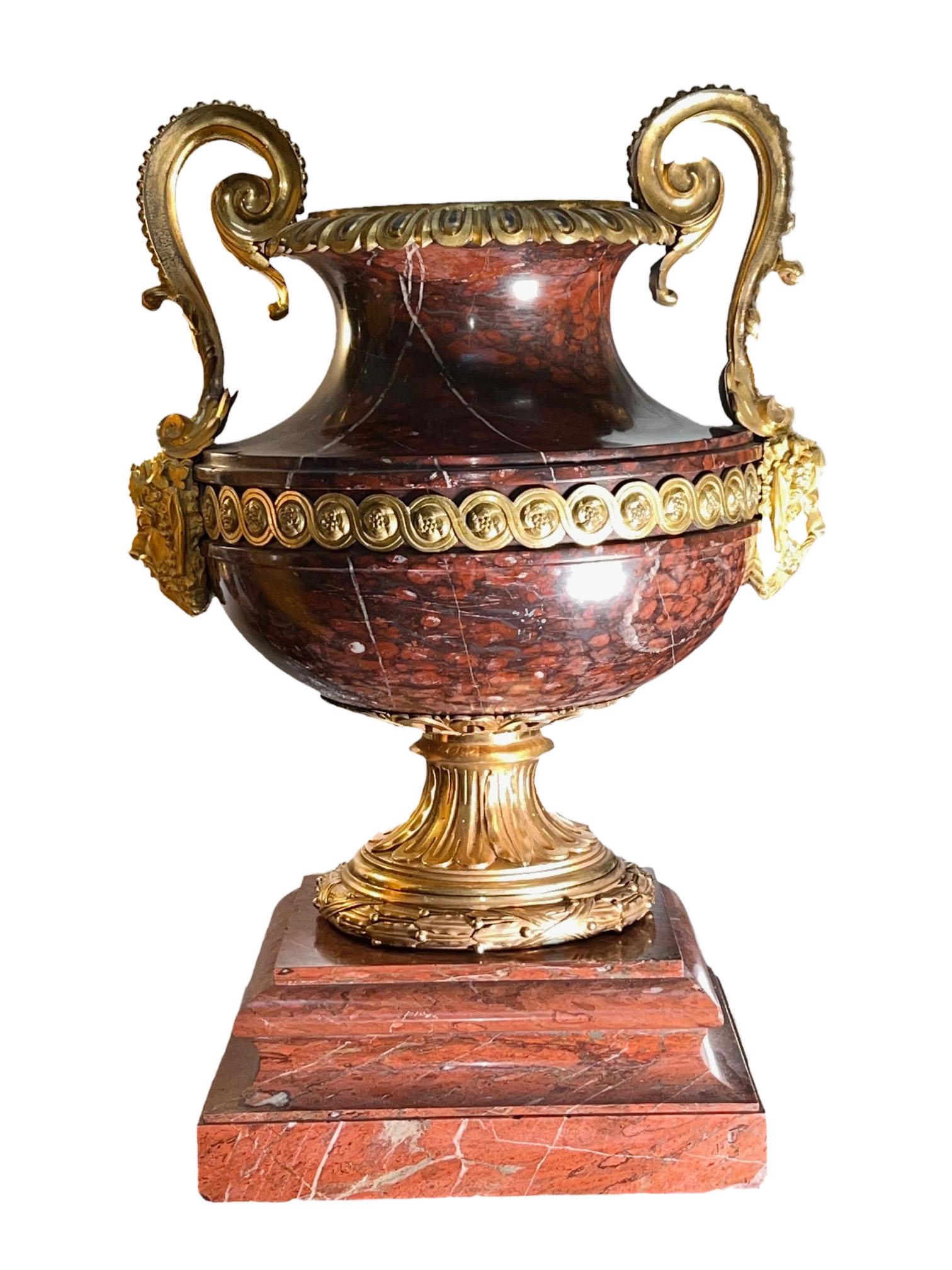 LXVI Style Marble Urn With Bronze Dore Mounts Of The Finest Quality For Sale 2