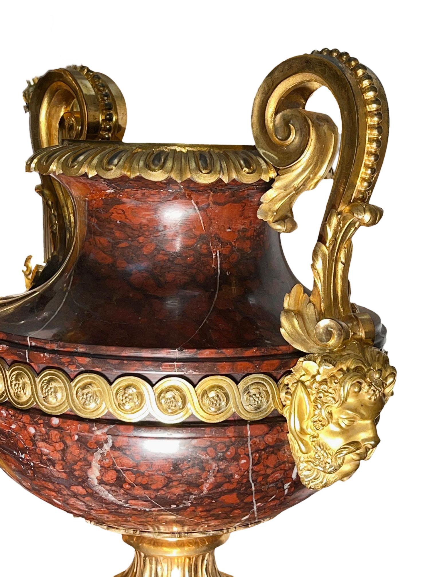 LXVI Style Marble Urn With Bronze Dore Mounts Of The Finest Quality For Sale 3