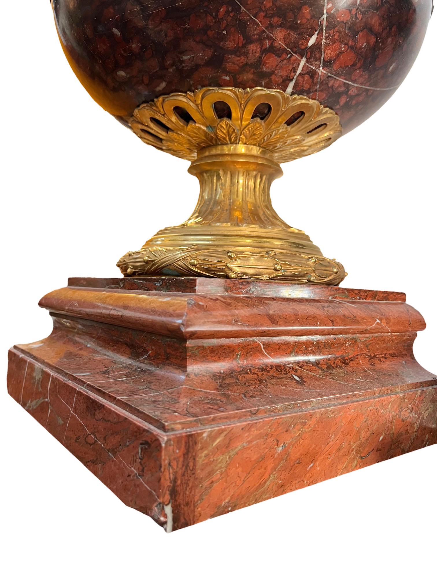 LXVI Style Marble Urn With Bronze Dore Mounts Of The Finest Quality For Sale 5