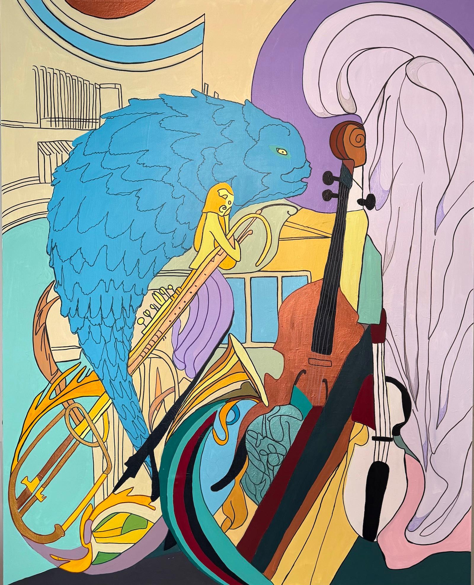 Lyan Amiryan Abstract Painting - Aquatic Pulse Contemporary Art Large Original Painting Ready to Hang