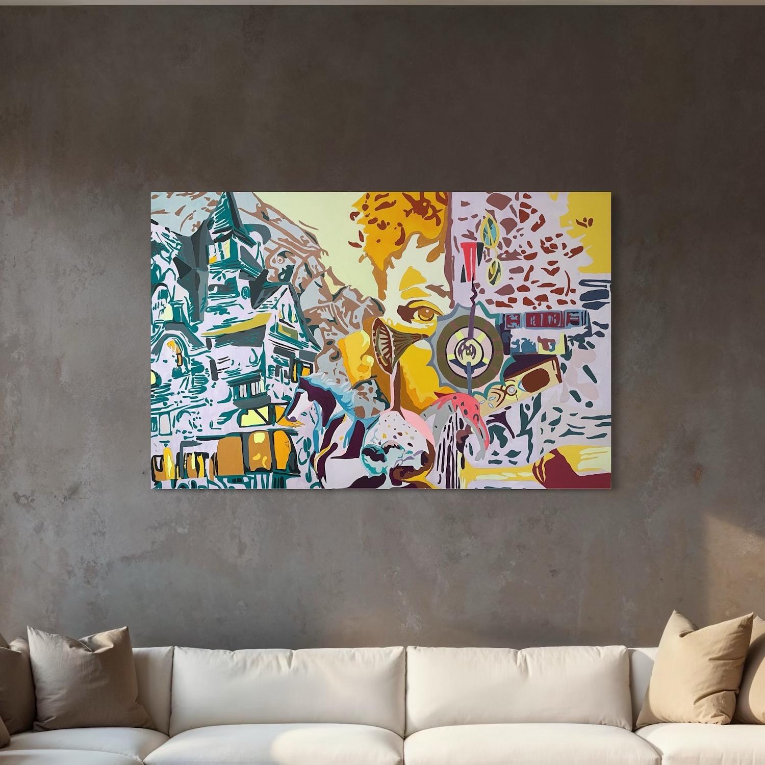 Golden Whisper Art contemporain Grande peinture originale prête à être accrochée - Abstrait Painting par Lyan Amiryan