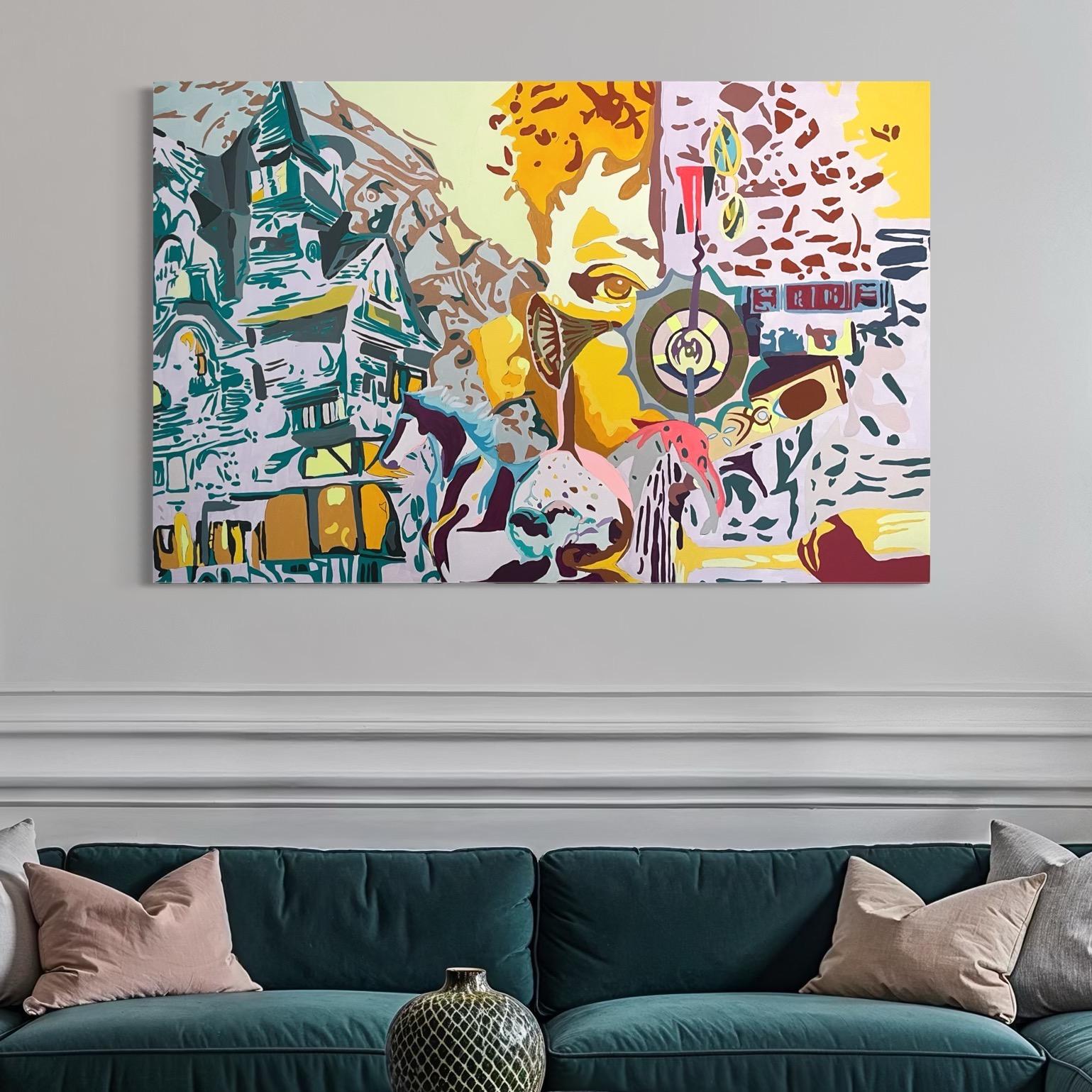 Golden Whisper Art contemporain Grande peinture originale prête à être accrochée en vente 1