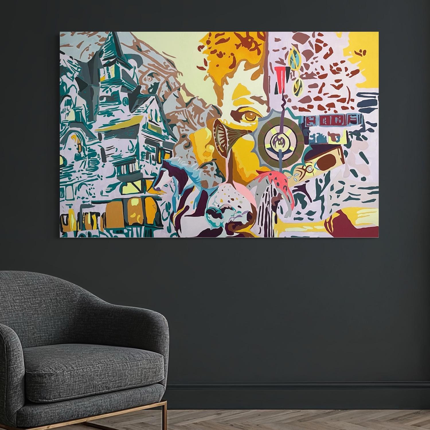 Golden Whisper Art contemporain Grande peinture originale prête à être accrochée en vente 2