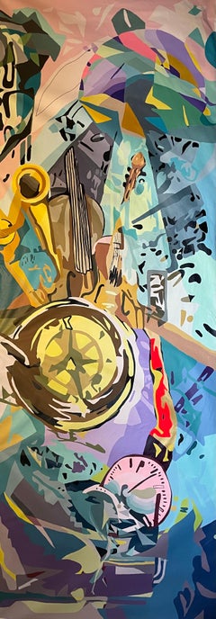 Jazz Fest Contemporary Art Large Original Painting Ready to Hang