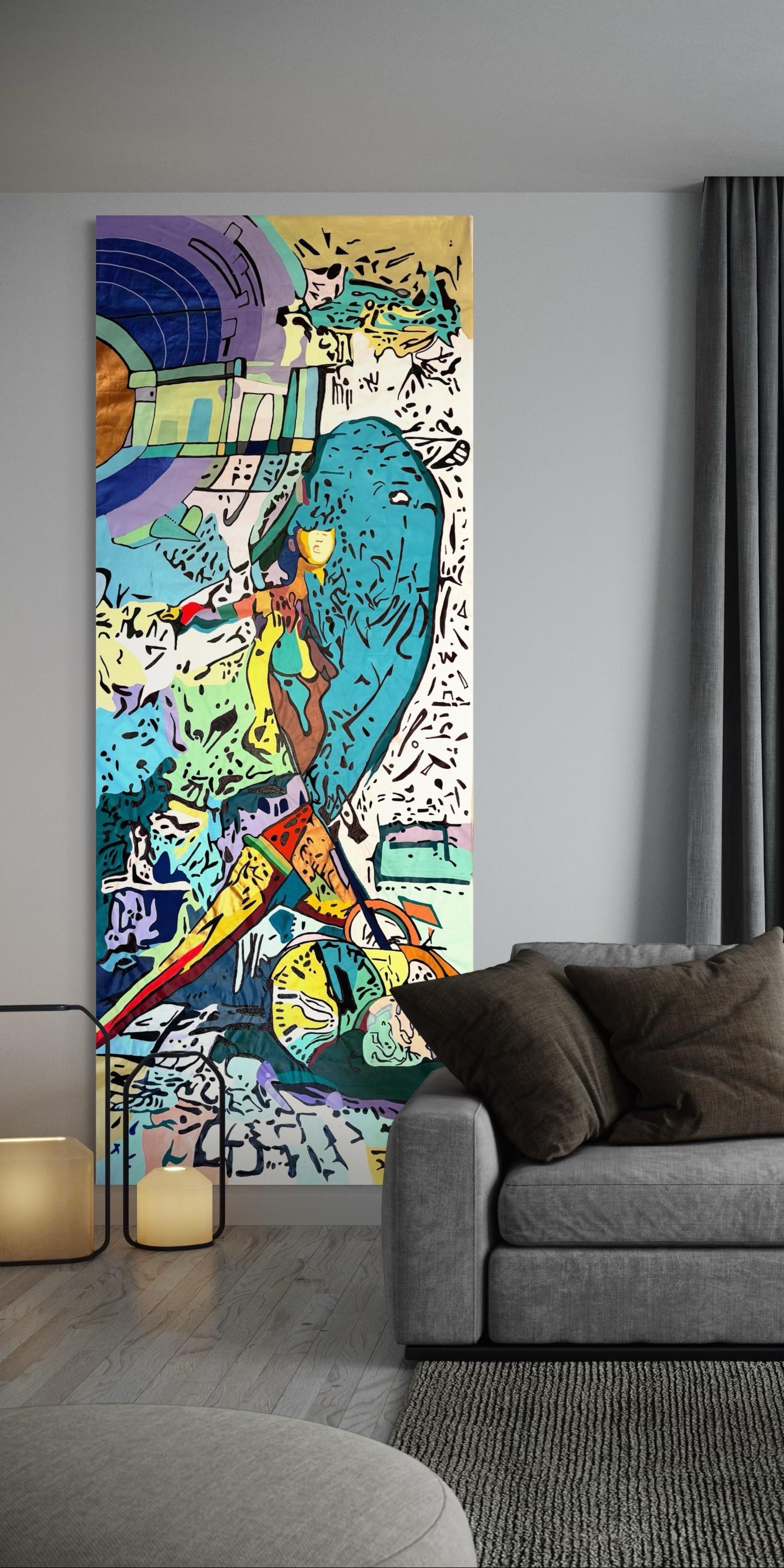 Spectrum O'clock Zeitgenössische Kunst Großes Originalgemälde Aufhängefertig im Angebot 5