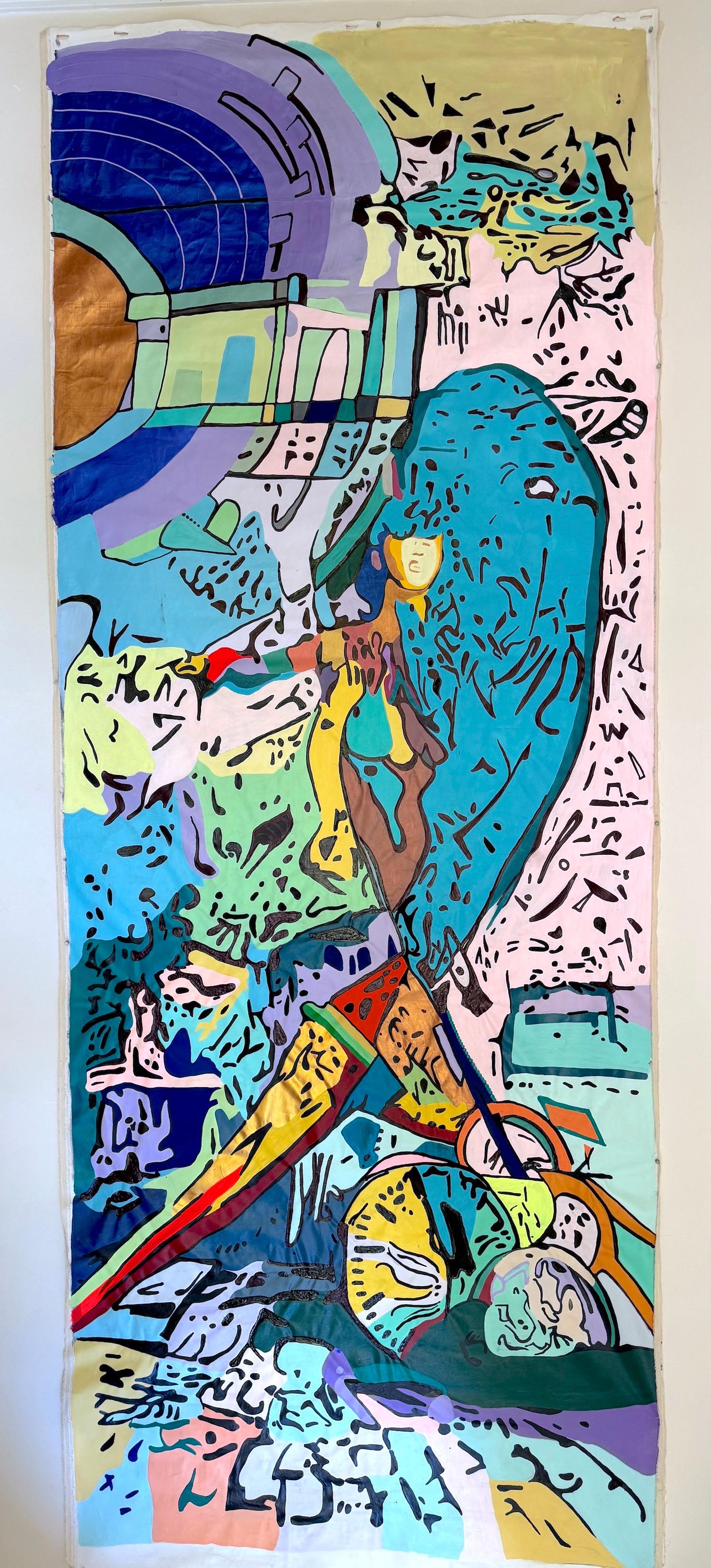 Spectrum O'clock Zeitgenössische Kunst Großes Originalgemälde Aufhängefertig – Painting von Lyan Amiryan