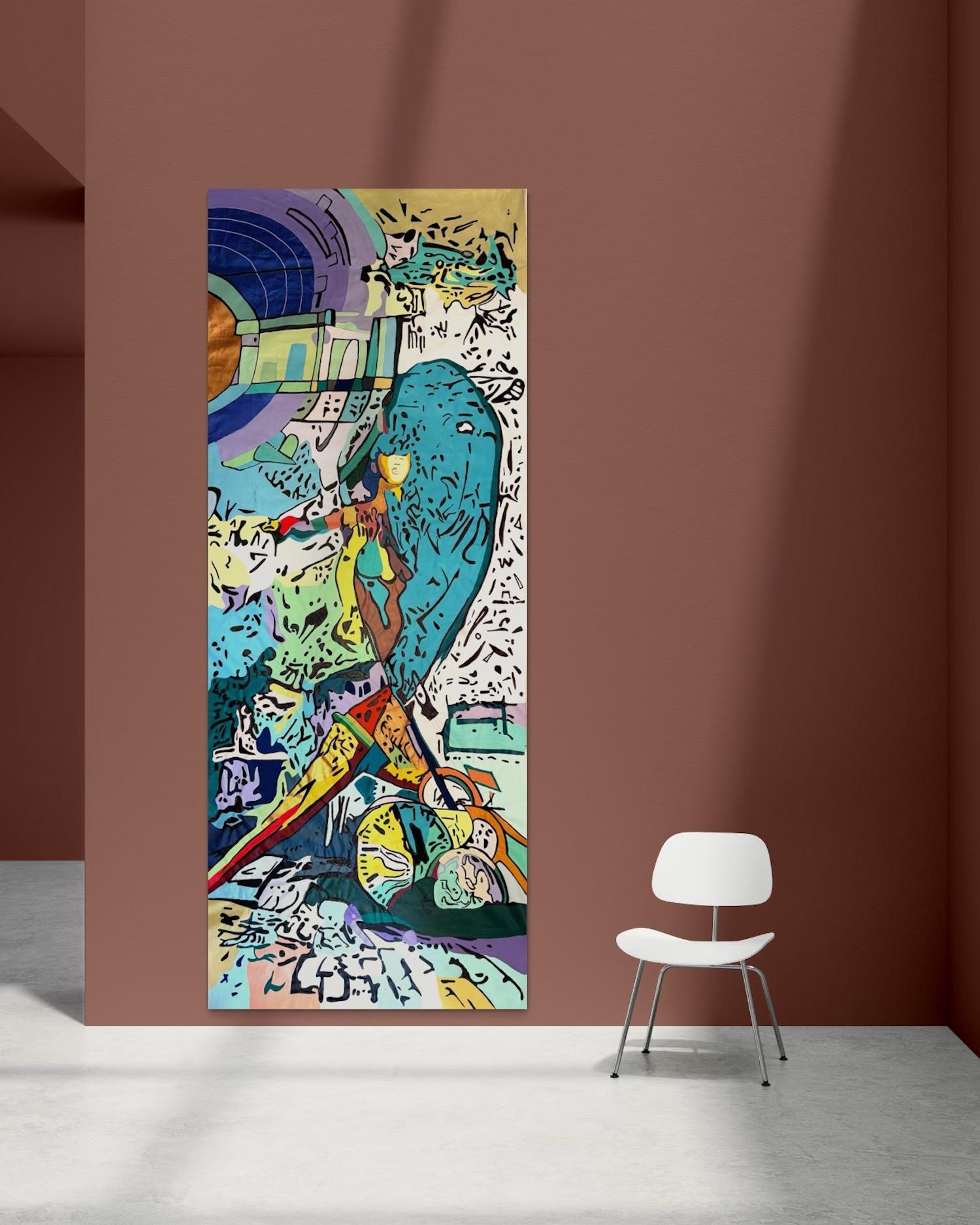 Spectrum O'clock Zeitgenössische Kunst Großes Originalgemälde Aufhängefertig im Angebot 1