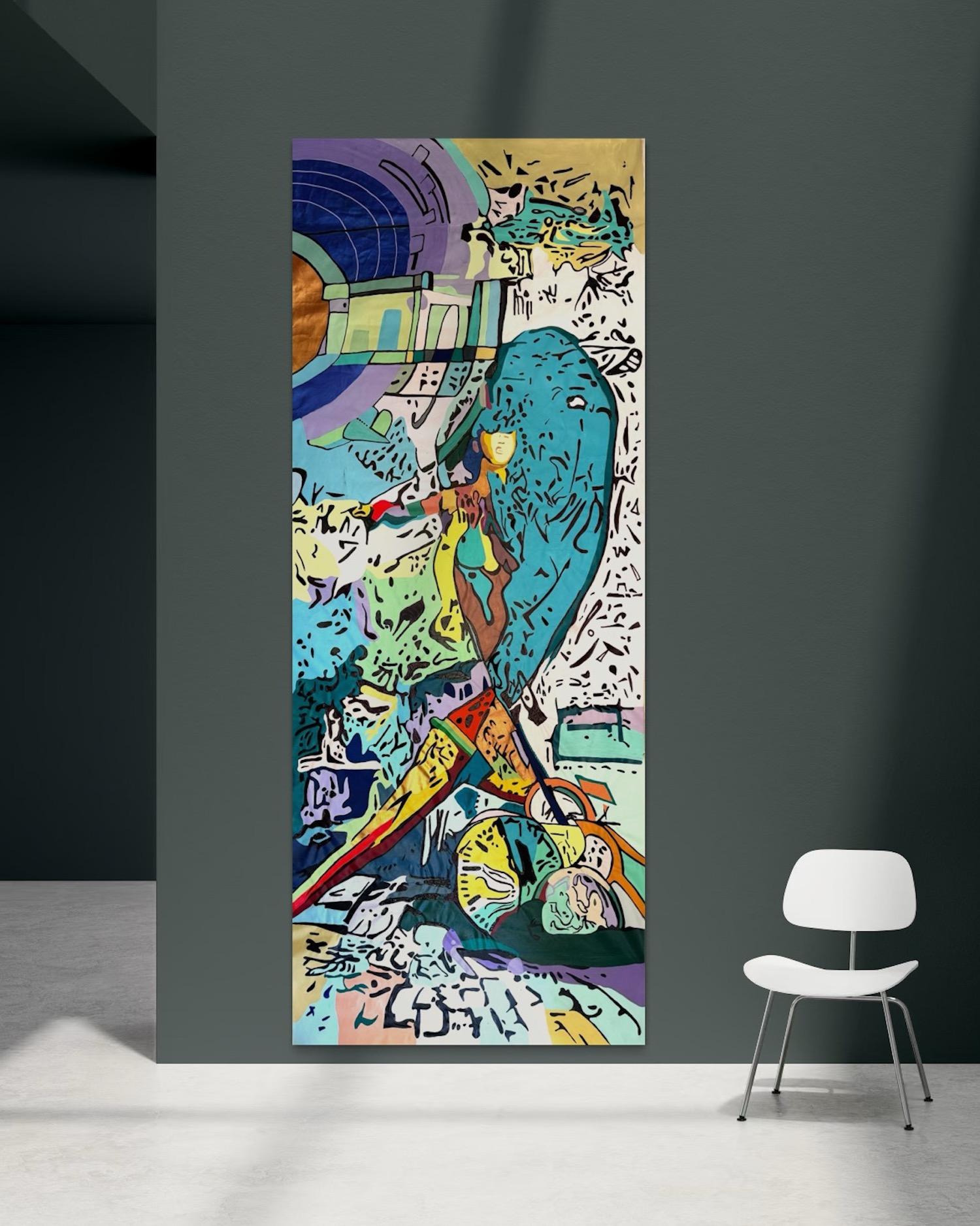 Spectrum O'clock Zeitgenössische Kunst Großes Originalgemälde Aufhängefertig im Angebot 2