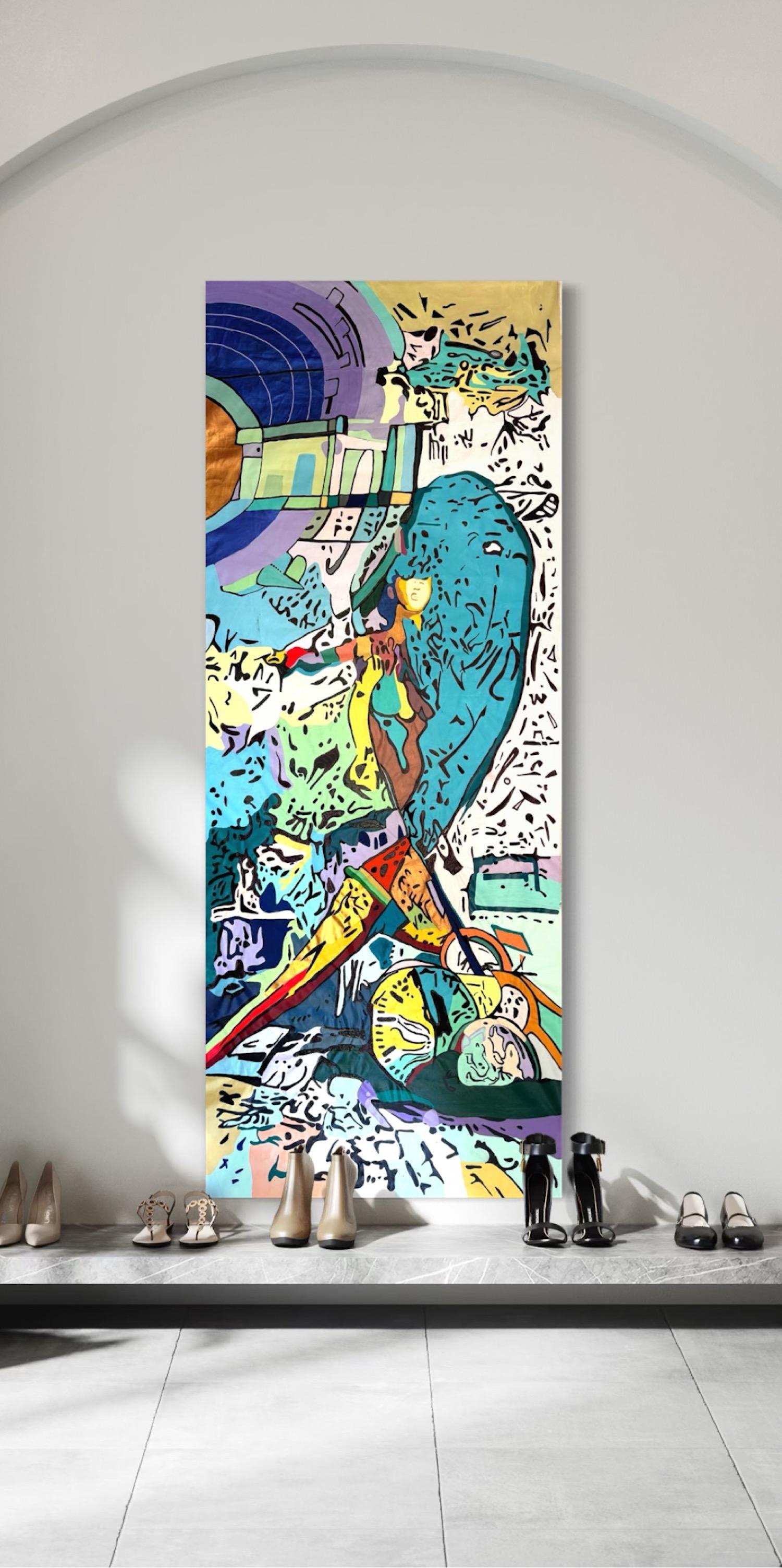 Spectrum O'clock Zeitgenössische Kunst Großes Originalgemälde Aufhängefertig im Angebot 3