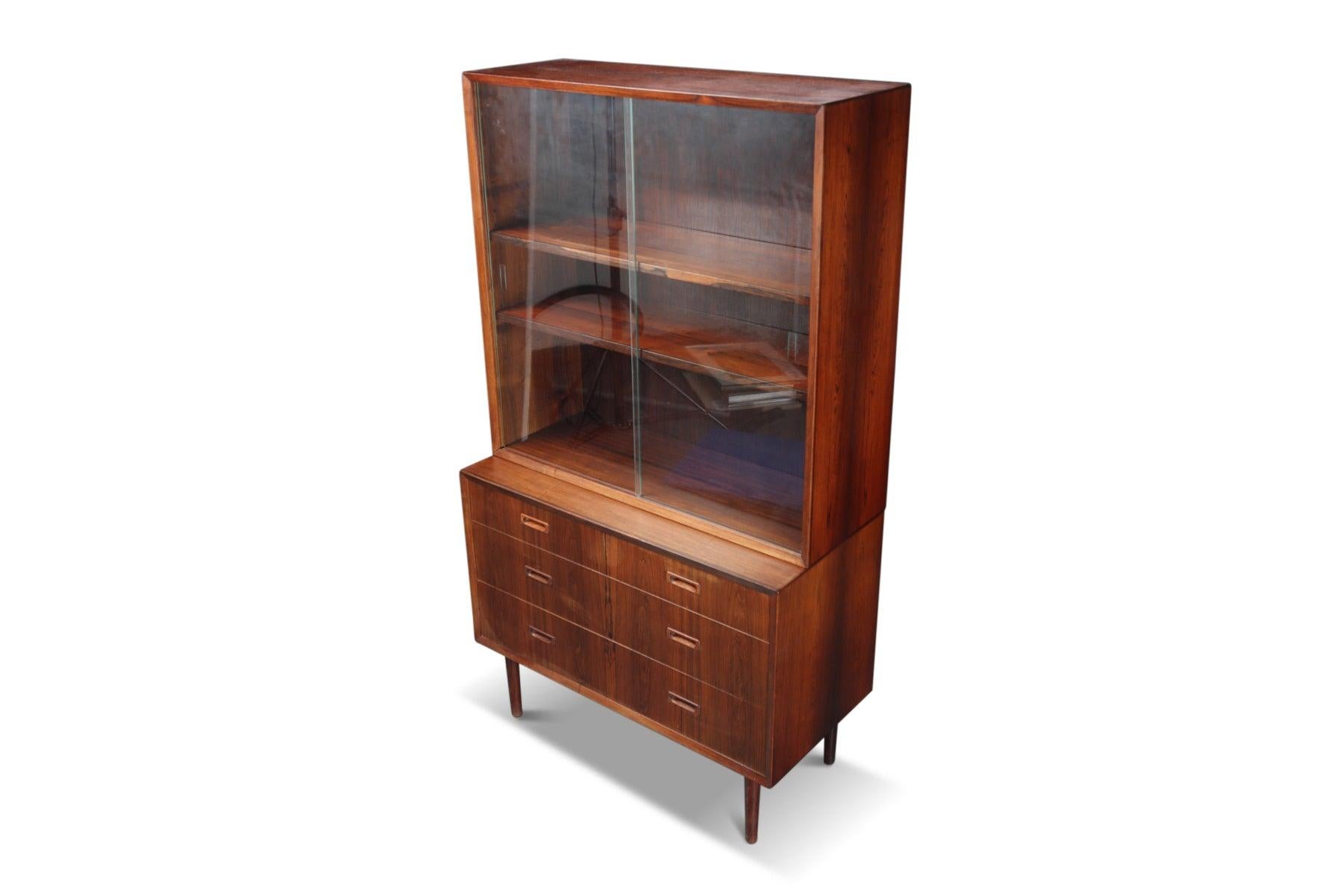 Danish Lyby Mobler Small Sideboard in Rosewood with Removable Hutch with Glass Doors