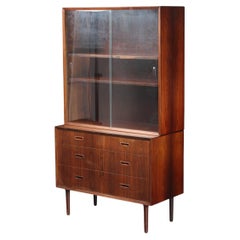 Lyby Mobler Small Sideboard in Rosewood with Removable Hutch with Glass Doors