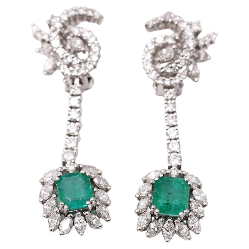 LYCEE emerald and diamond earrings. For Sale