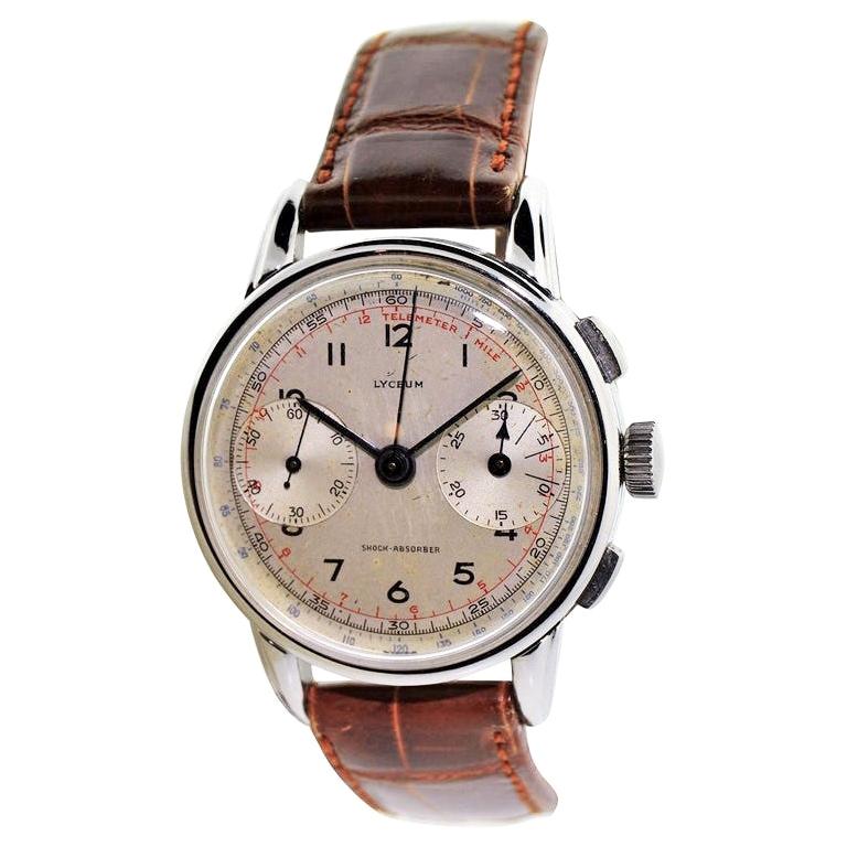 Lyceum Stainless Steel Art Deco High Grade Chronograph Manual Watch