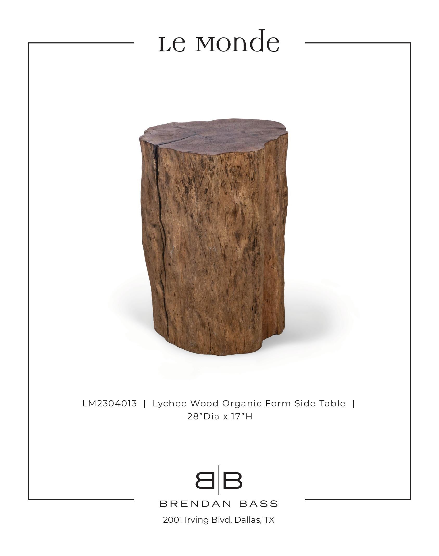 Organic Modern Lychee Wood Organic Form Side Table For Sale