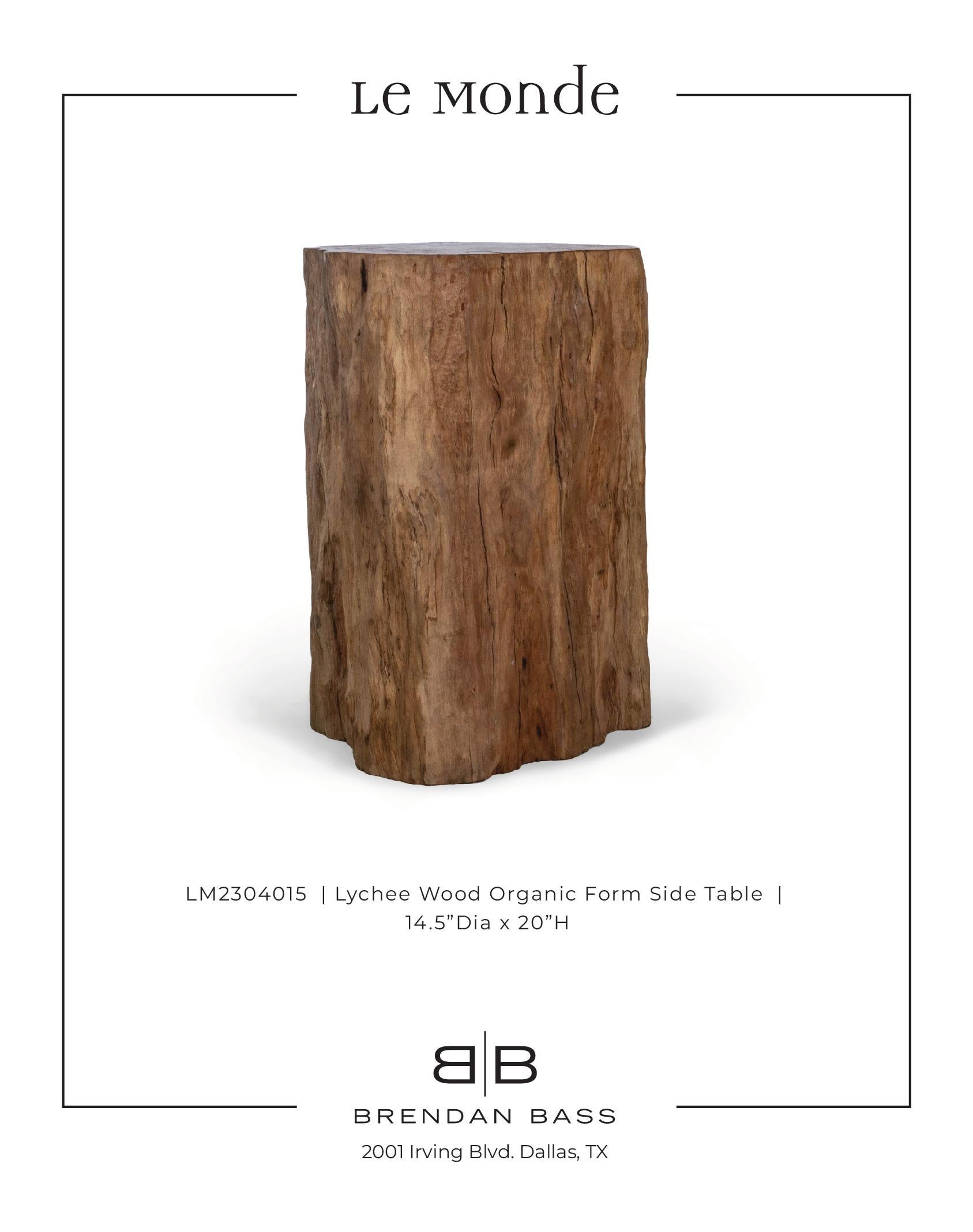 Organic Modern Lychee Wood Organic Form Side Table For Sale