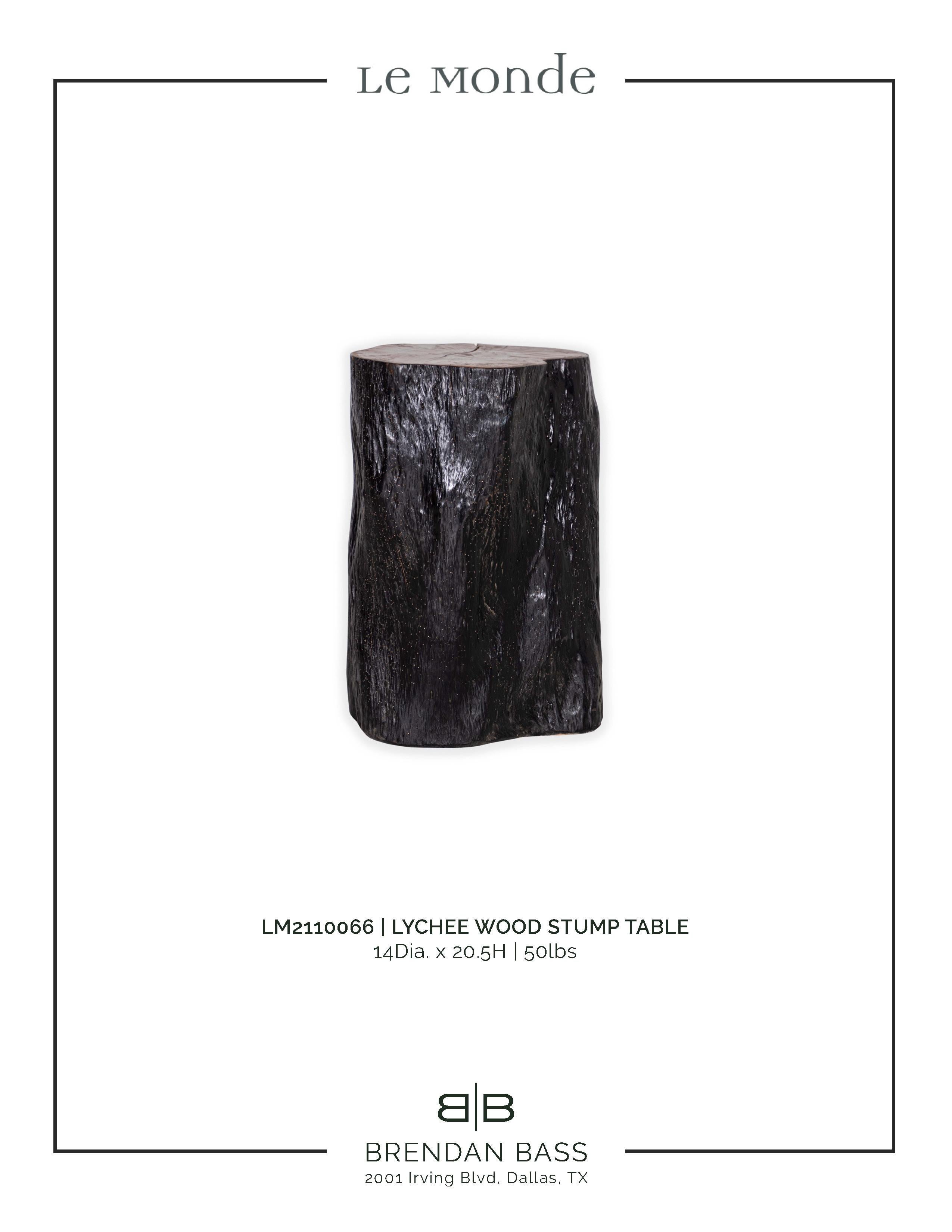 Contemporary Lychee Wood Stump End Table