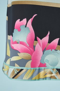 Lycra mini -skirt with bamboo and orchid print Léonard